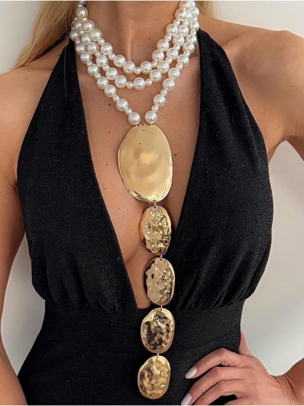 New Necklace! Gold Statement Pearl Drop Necklace